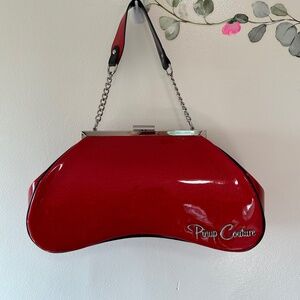 Pinup Couture Amoeba Handbag Red Glitter Vinyl Purse, Shoulder Bag
